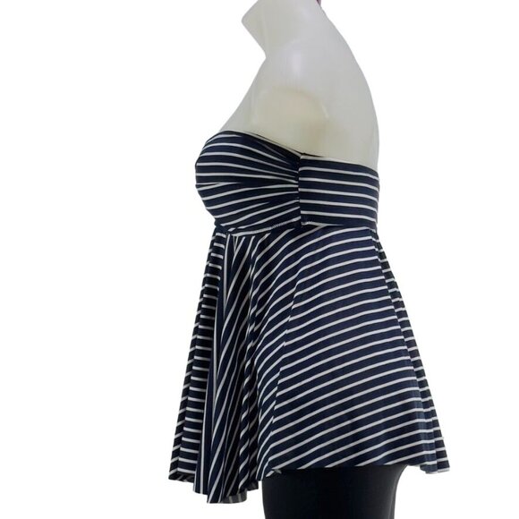 GAP Women's Swimsuit Tankini Top Nylon Blue White Striped Pattern Size S - Picture 2 of 9